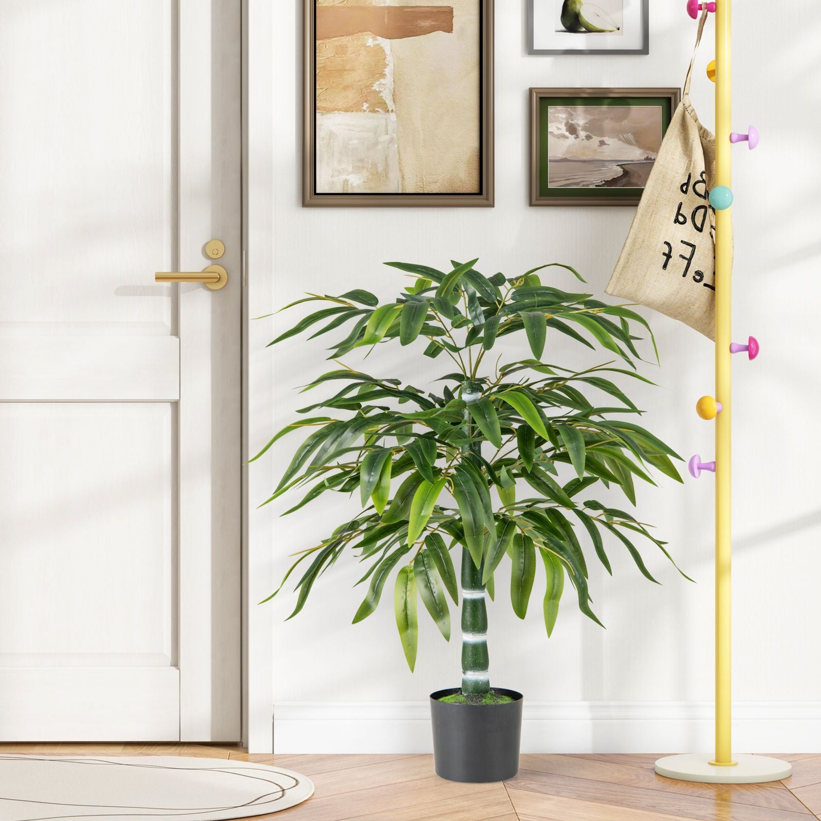 100 CM Artificial Bamboo Tree Set of 2 with Plastic Nursery Pot and Adjustable Branches
