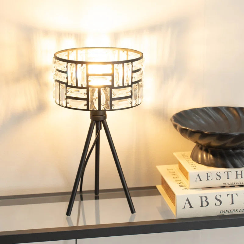 Akito Pair of Acrylic Jewel Two Tier Shade Black Tripod Table Lamps