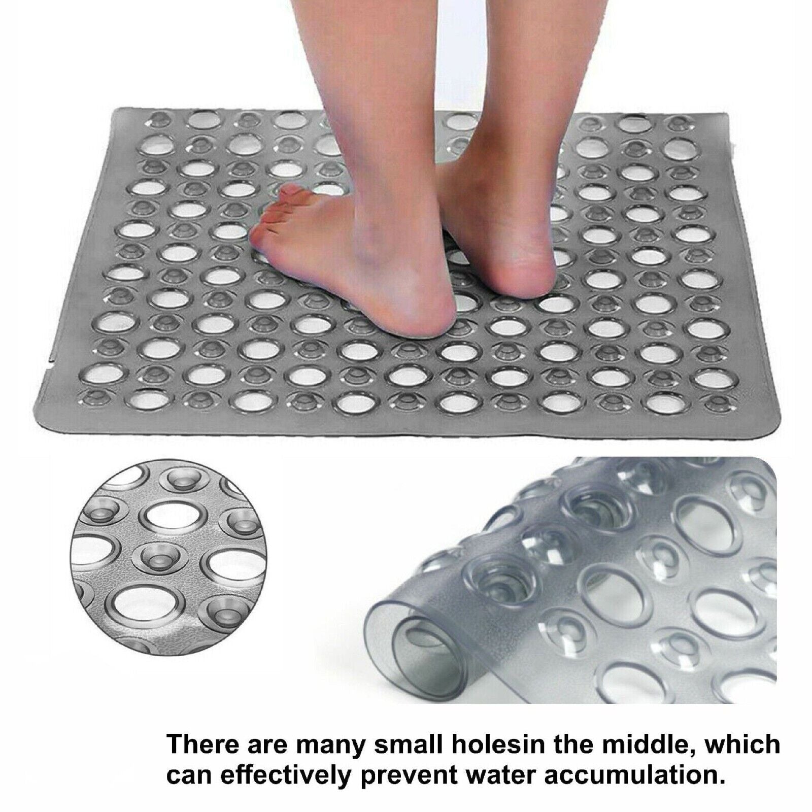 BATH SHOWER MAT NON SLIP PVC BATHROOM RUBBER MATS anti SLIP SUCTION 43 X 43 Cm