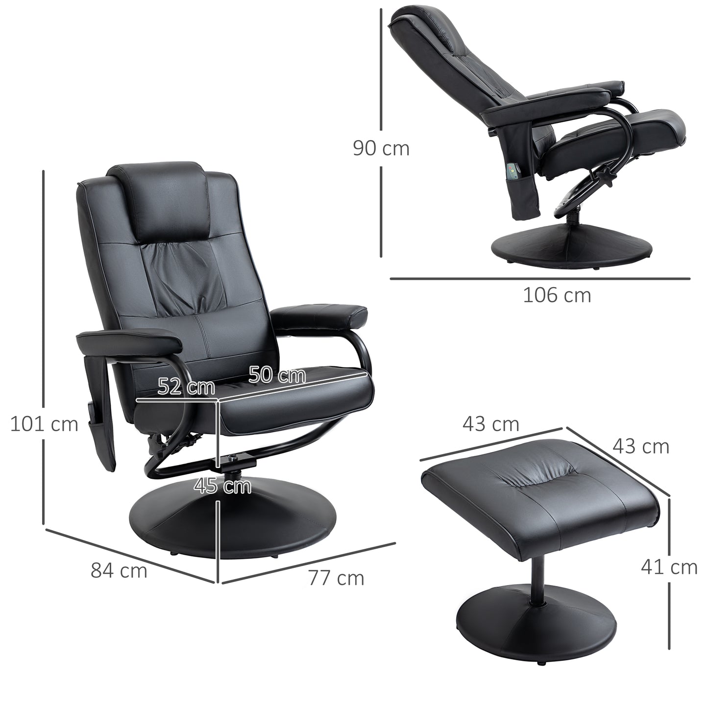 Freestanding Living Room Chair with High Density Cushion and Footrest Beige