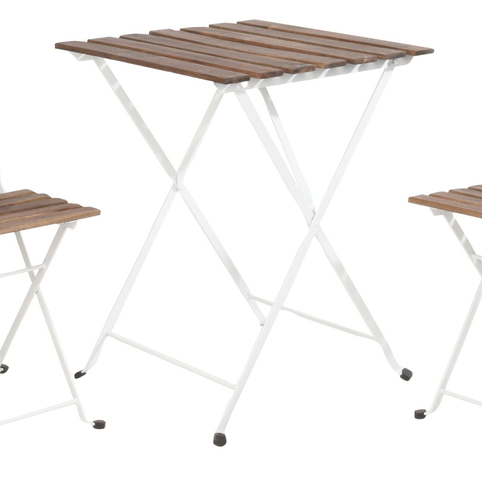 3Pcs Outdoor Garden Wooden & Metal Furniture Foldable Table & Chairs Bistro Set