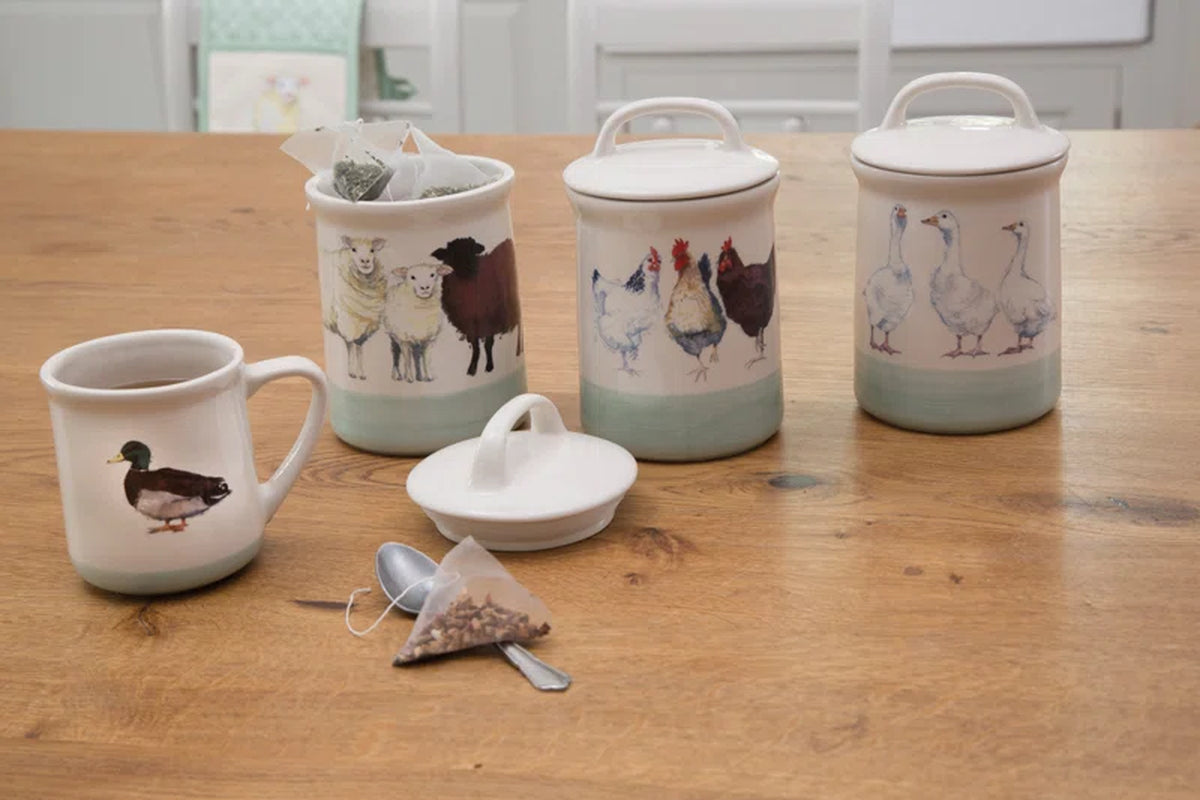 Apple Farm Stoneware Coffee, Tea and Sugar Canisters