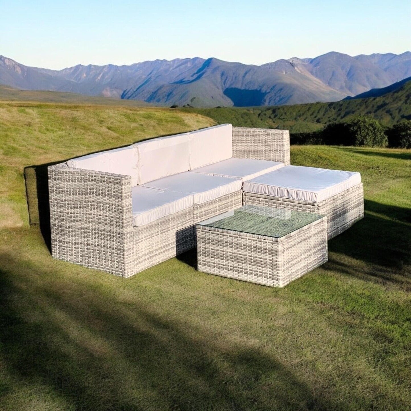 Rattan Garden Furniture Corner Sofa Lounge Set with Cushions for Indoors/Outdoo