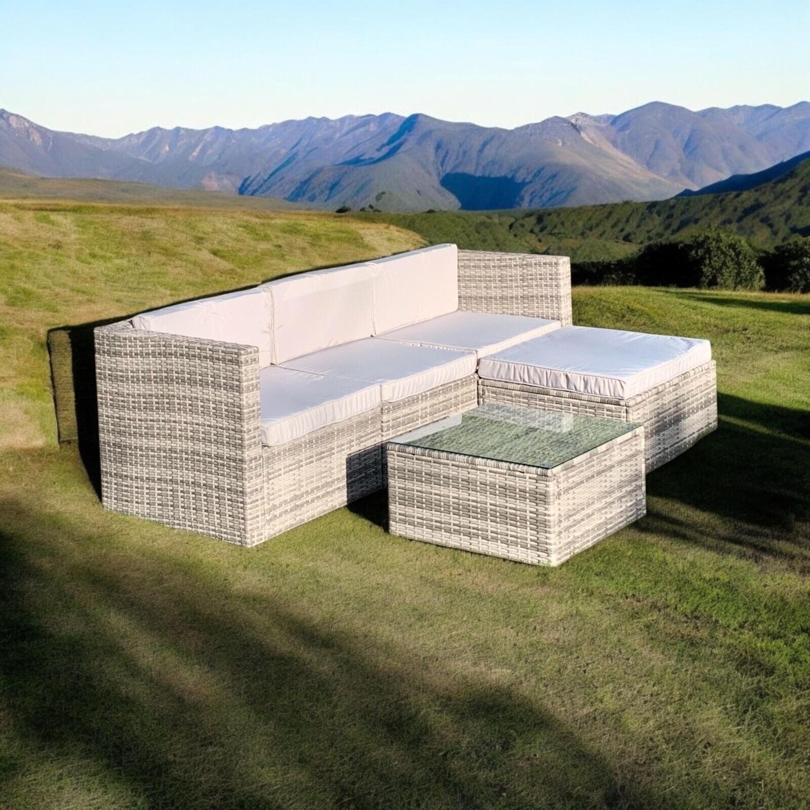 Rattan Garden Furniture Corner Sofa Lounge Set with Cushions for Indoors/Outdoo