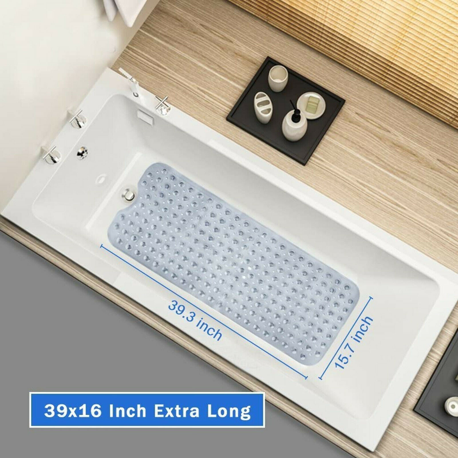 EXTRA LARGE NON-SLIP BATH MAT BATHTUB BATHROOM SHOWER MAT RUBBER STRONG SUCTION
