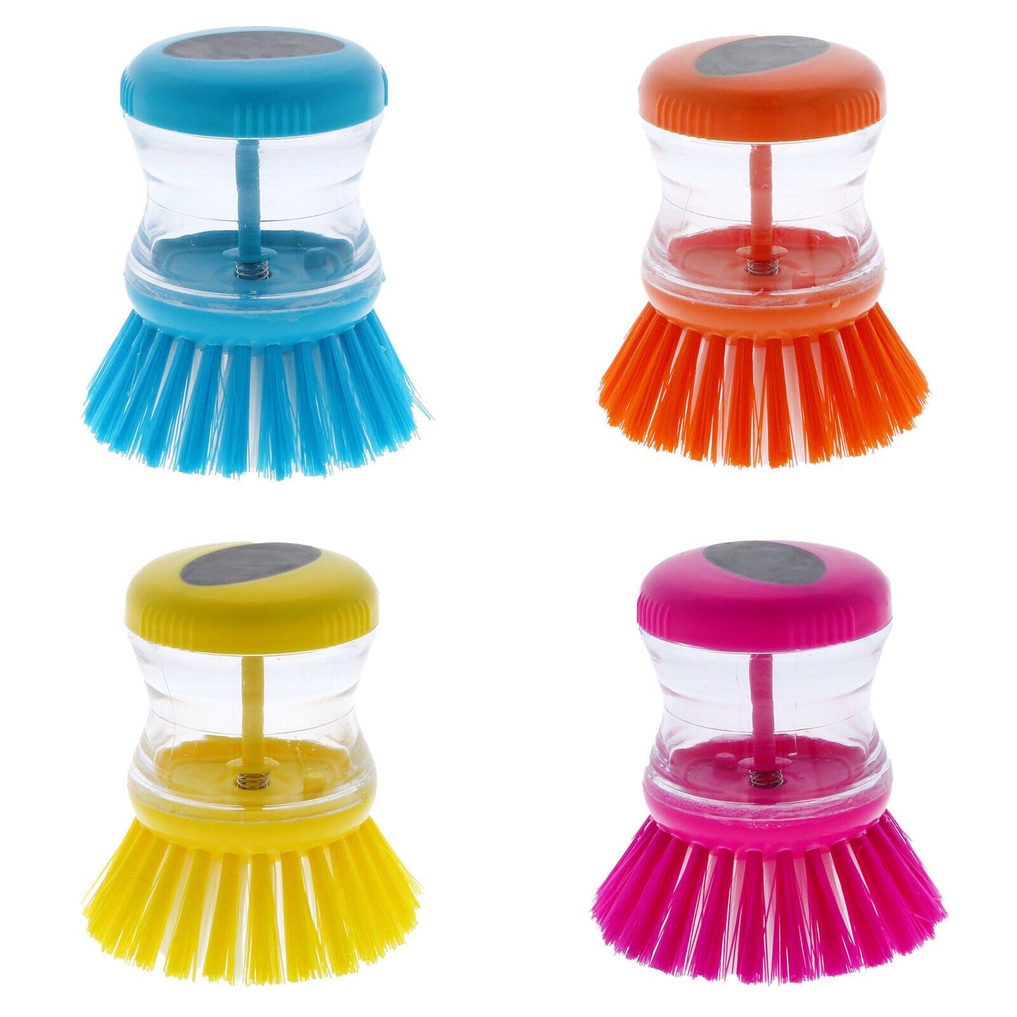 2X Kitchen Liquid Soap Dispenser Dish Washing up Brushes Scrubber Cleaning Tools