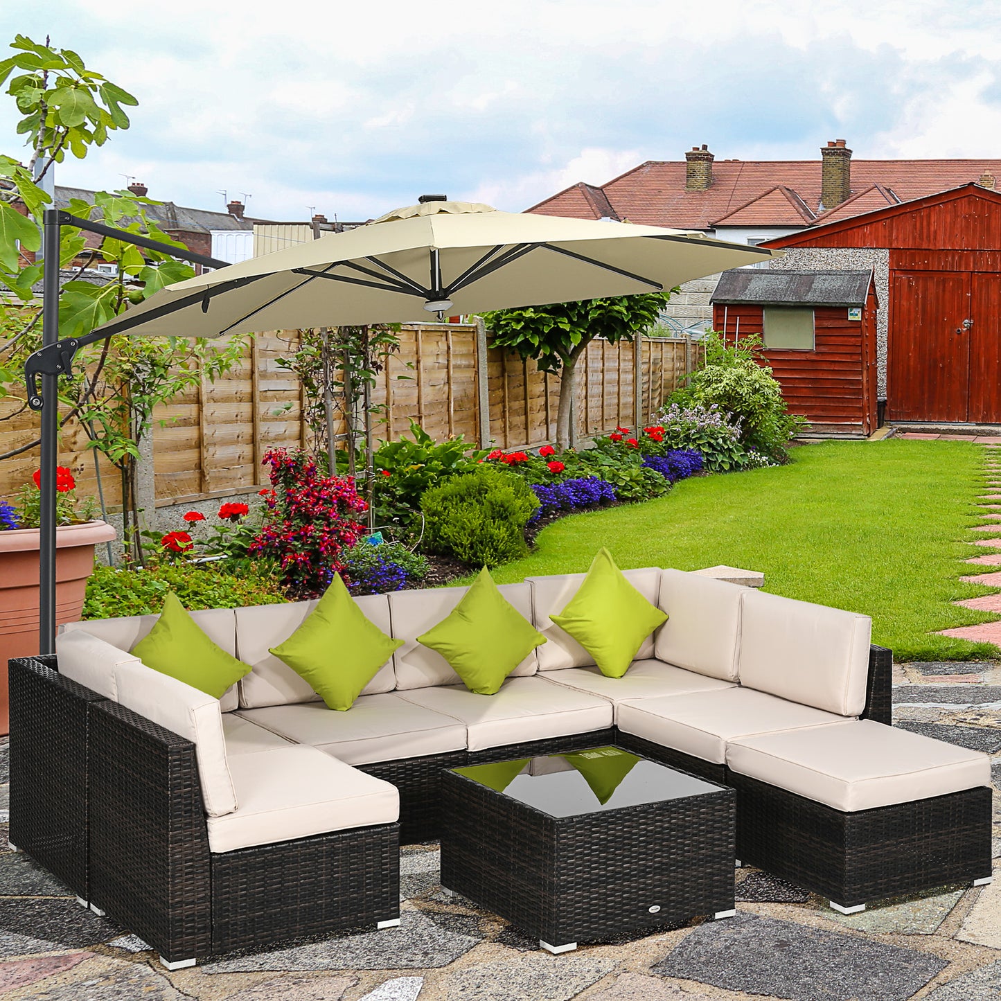 Rattan Outdoor Garden Furniture Patio Corner Sofa Set with Cushions