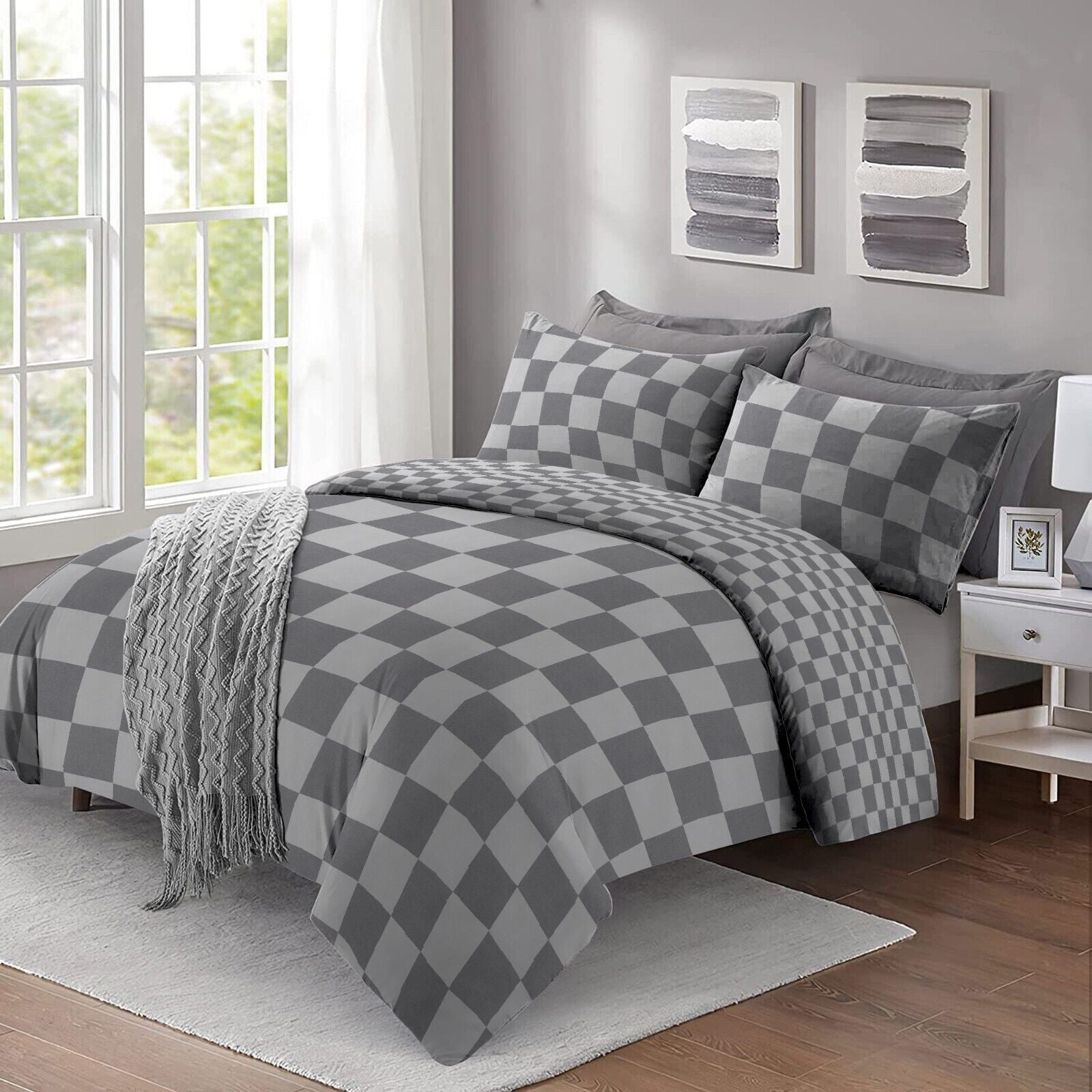 Luxury Reversible Duvet Cover Quilt Cover Bedding Set Single Double King Size