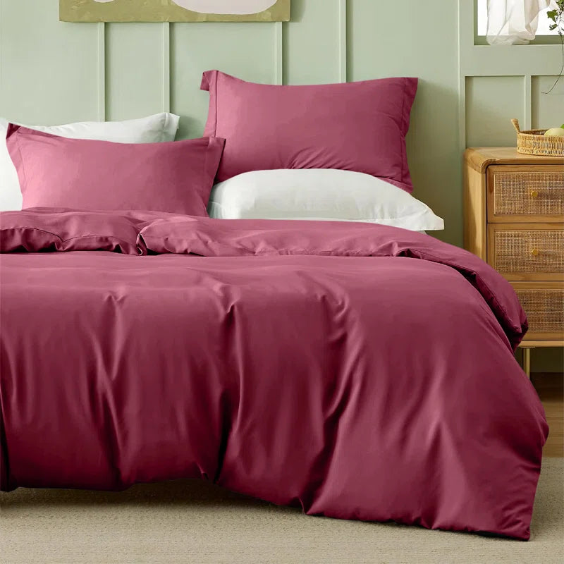 Odil Microfiber Solid Colour Duvet Cover Set with Pillowcases