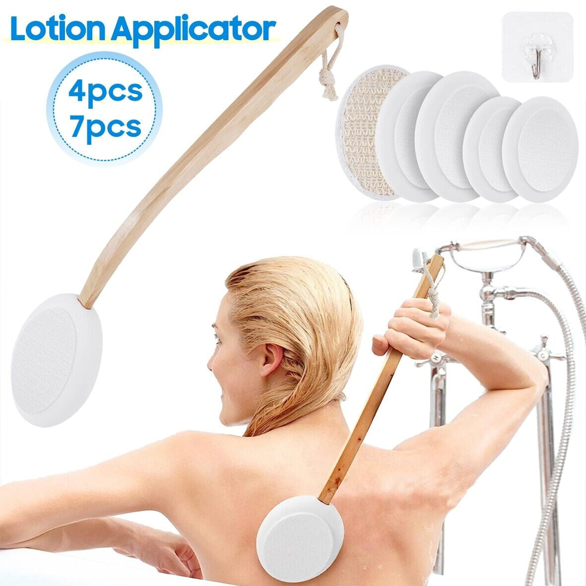 Long Handle Cream Lotion Applicator Body Massager Scrubber SPA Bath Shower Brush