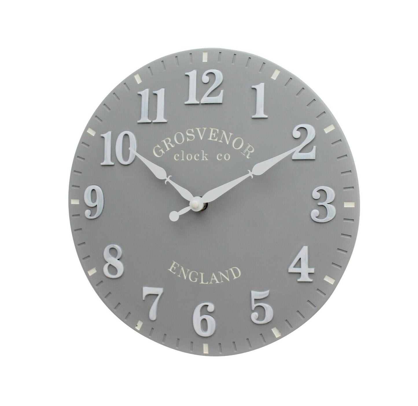 Wall Clock Grey Garden Indoor Outdoor Hand Painted Church Clock Arabic 30Cm