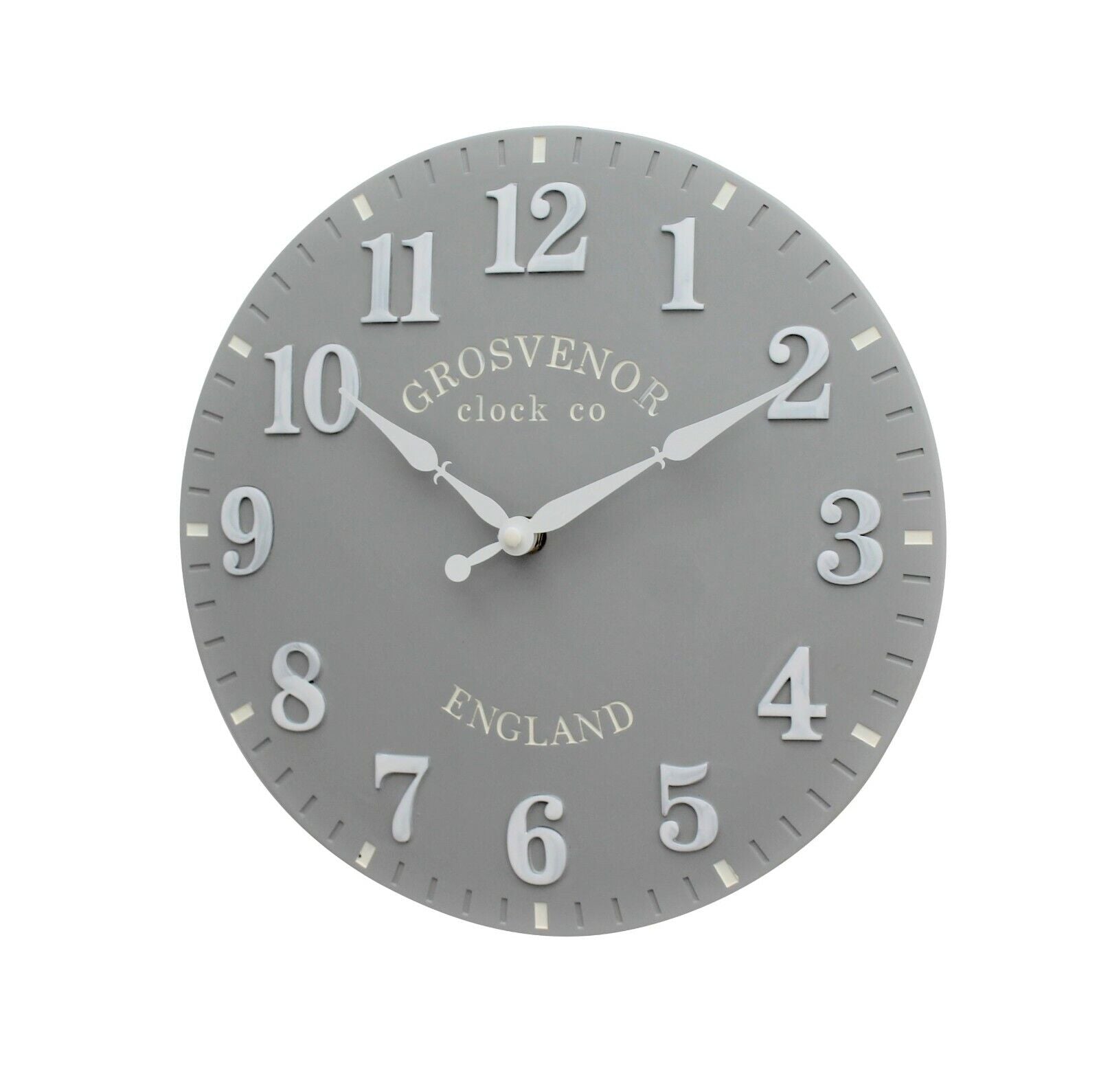 Wall Clock Grey Garden Indoor Outdoor Hand Painted Church Clock Arabic 30Cm