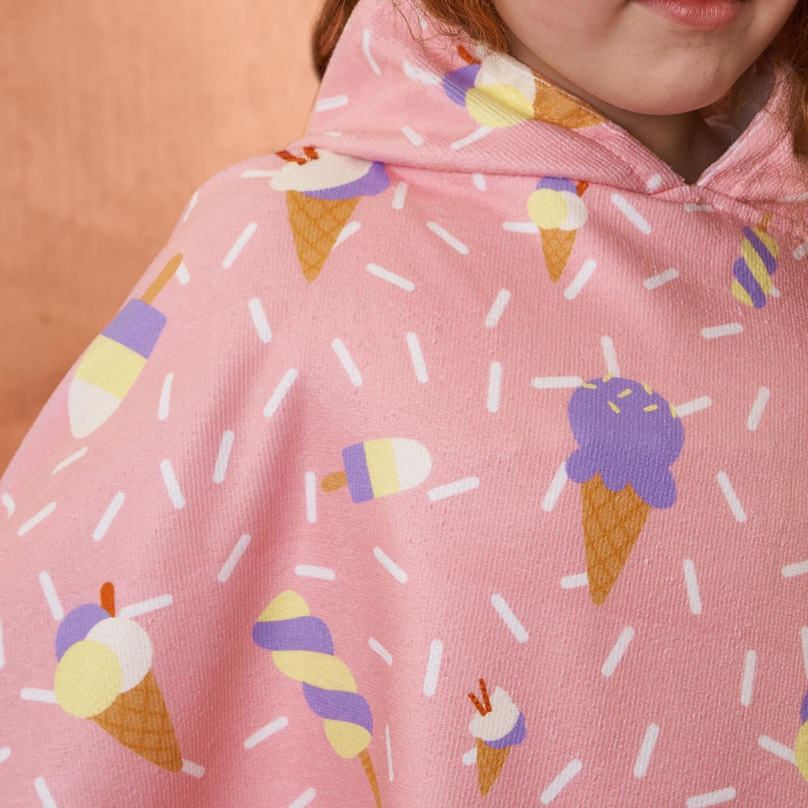 Kids Poncho Beach Towel Hooded Quick Dry Microfibre Holiday Swimming Absorbent