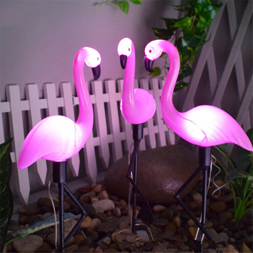 3Pcs LED Solar Flamingo Lights Outdoor Garden Lawn Lamp Stake Landscape Lighting