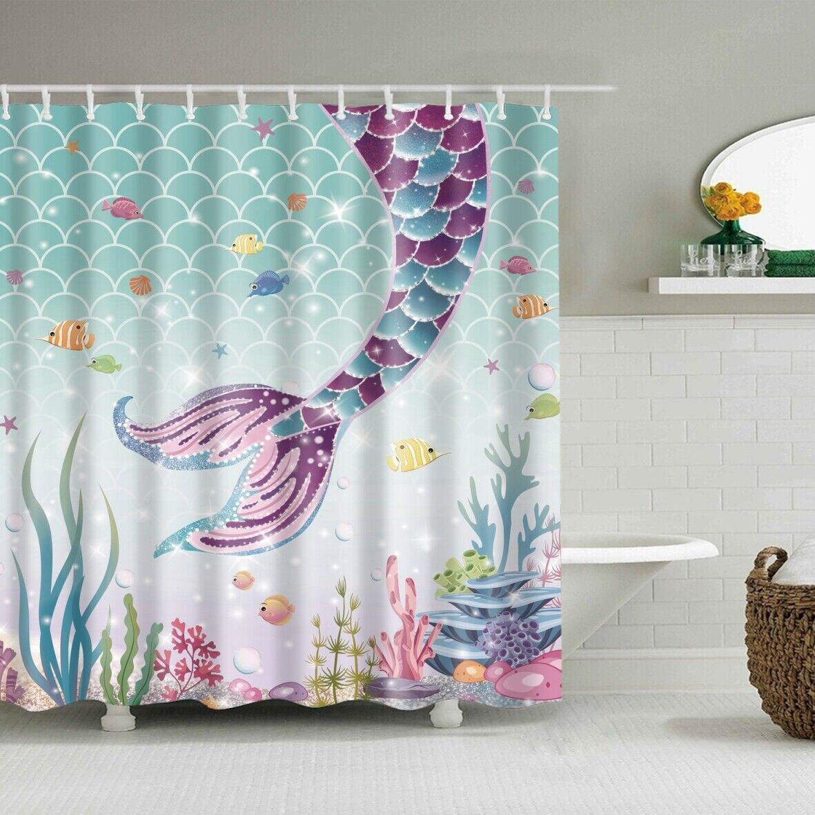 Funny Animals Shower Curtain Cute Cartoon 3D Shower Curtain Funny Cats 12 Hook