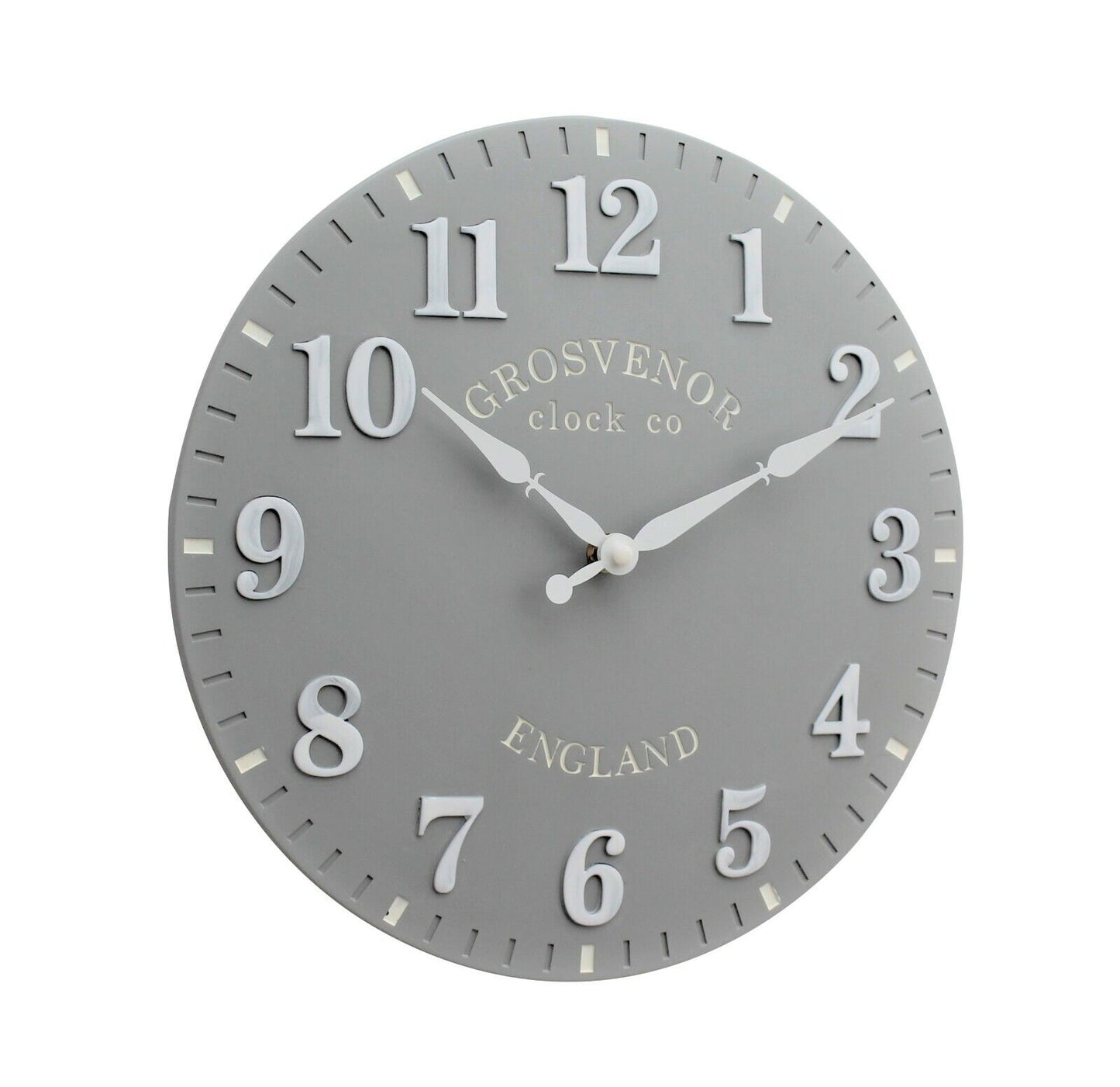 Wall Clock Grey Garden Indoor Outdoor Hand Painted Church Clock Arabic 30Cm