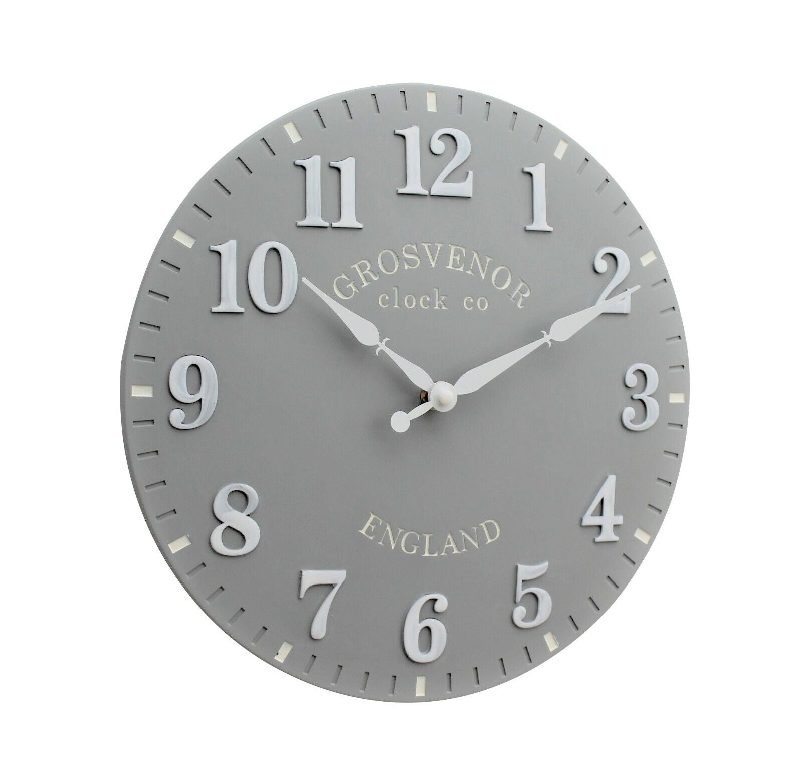 Wall Clock Grey Garden Indoor Outdoor Hand Painted Church Clock Arabic 30Cm
