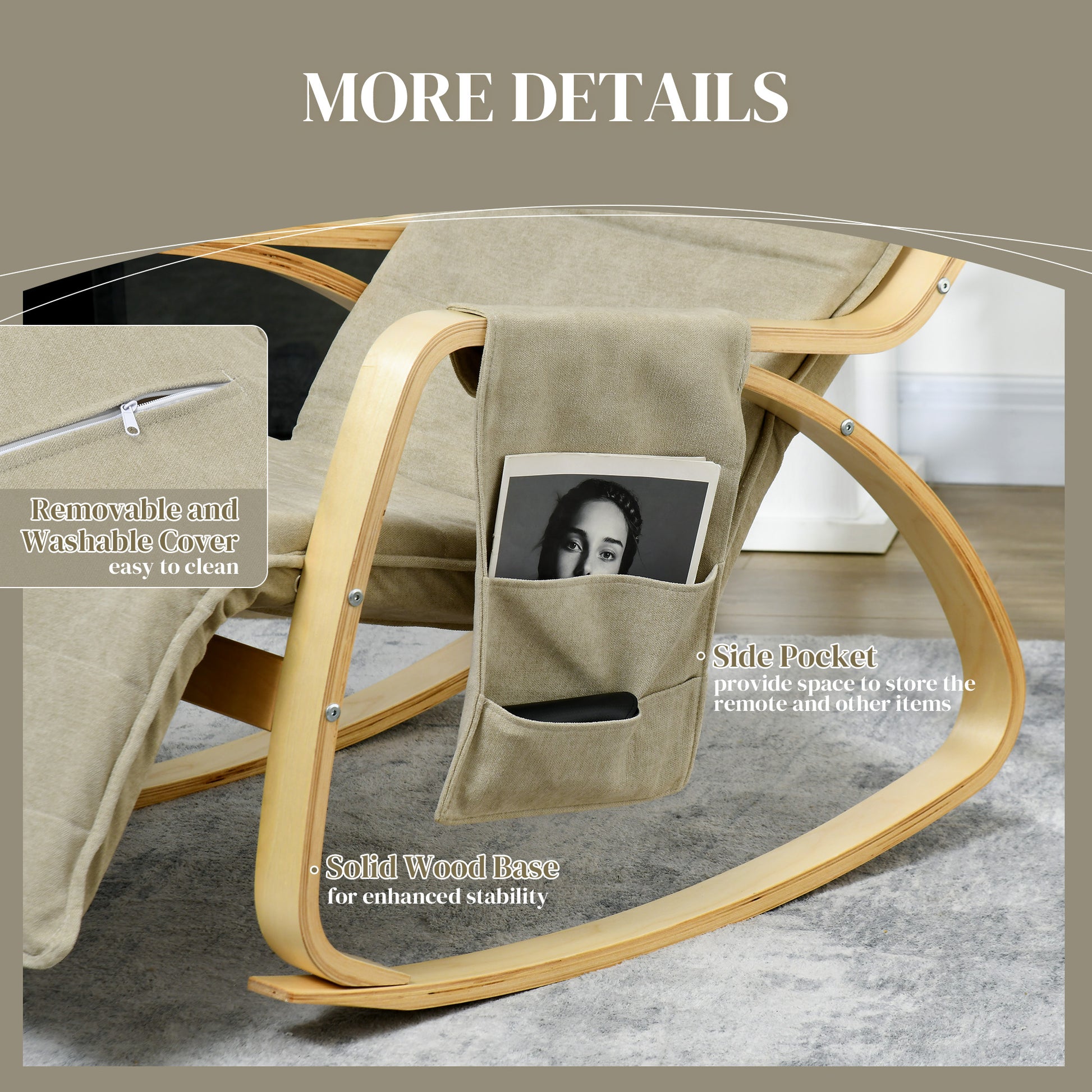 Modern Rocking Lounge Chair Recliner with Adjustable Footrest