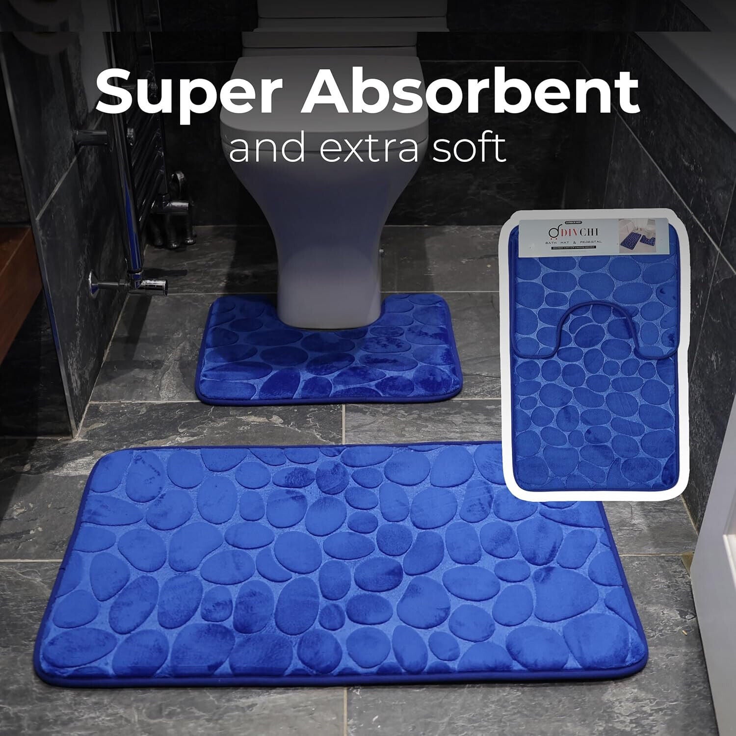 2 PCS Bathroom NON SLIP BATH MAT MEMORY FOAM ULTRA SOFT TOILET BATHROOM RUGS