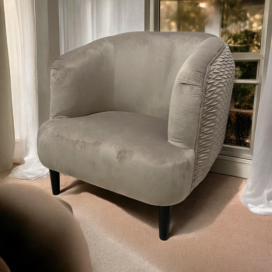 Stylish Design Velvet Tub Chair Accent Armchair Grey Barrel Chair for Bedroom