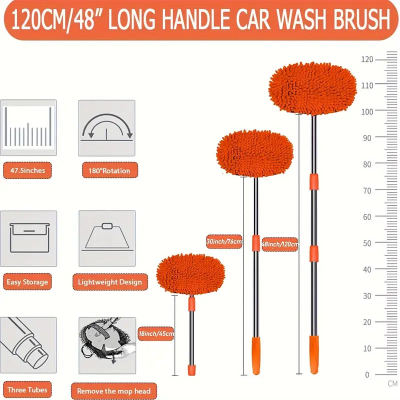 47.5-Inch Microfiber Car Wash Brush Mop Set