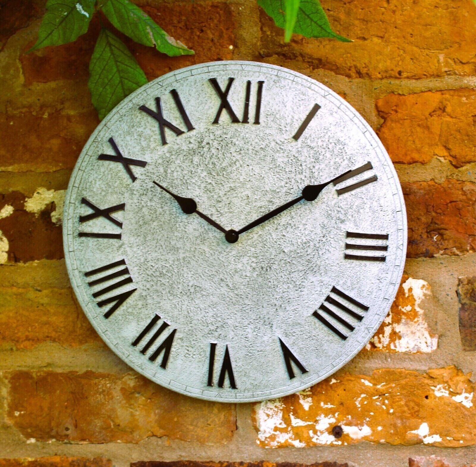 Wall Clock Garden Station Ornament Outdoor Stone Effect 12 Inchl GIFT