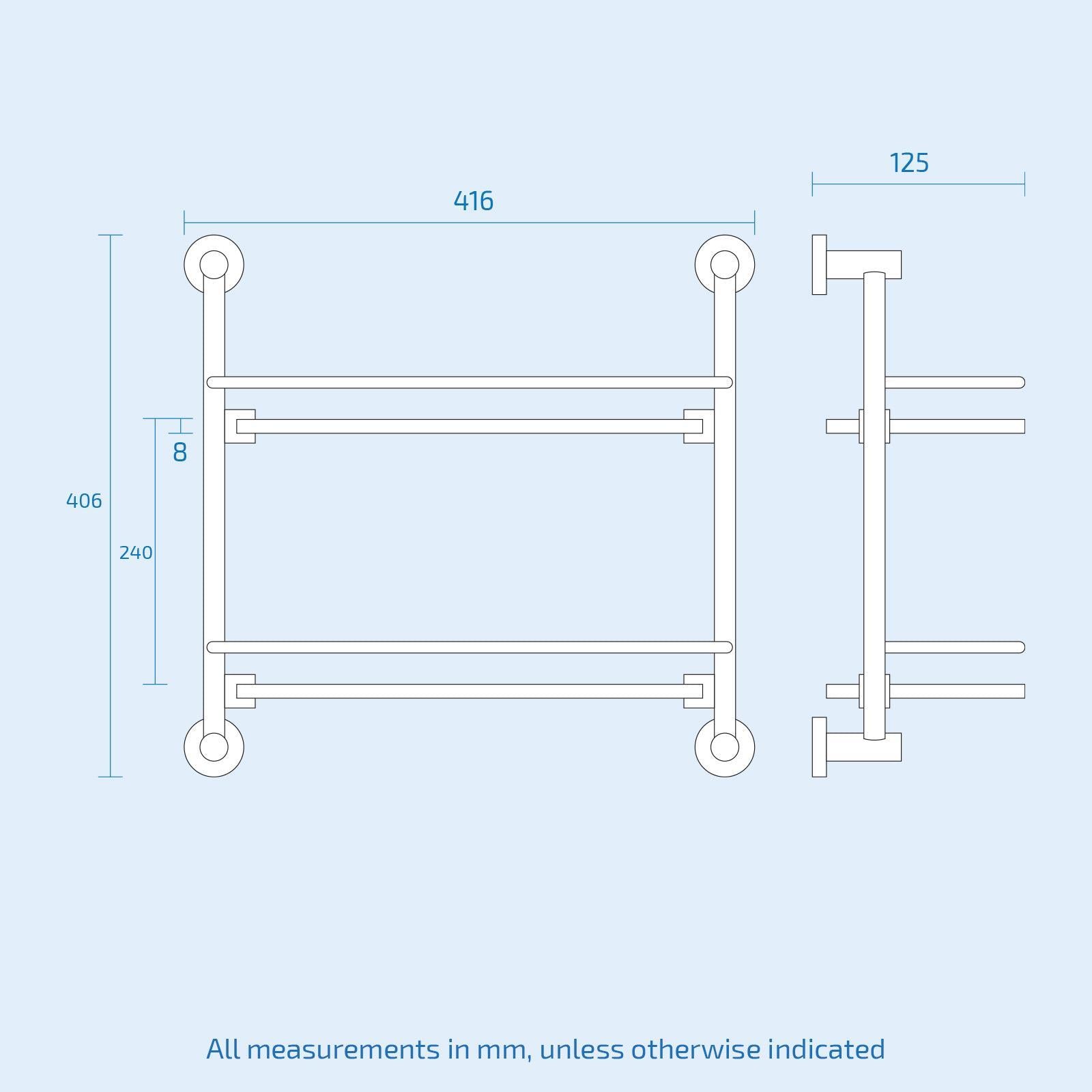 Modern round Black Matte Double Glass Shelf