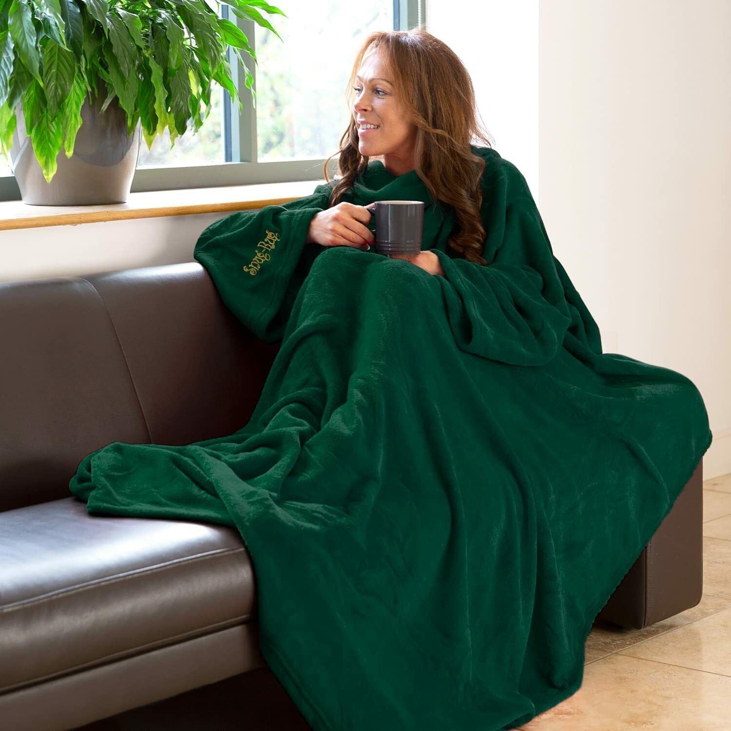 Genuine Snug Rug DELUXE ™ ADULT Cosy Warm SLEEVED Arms Blanket Fleece Official