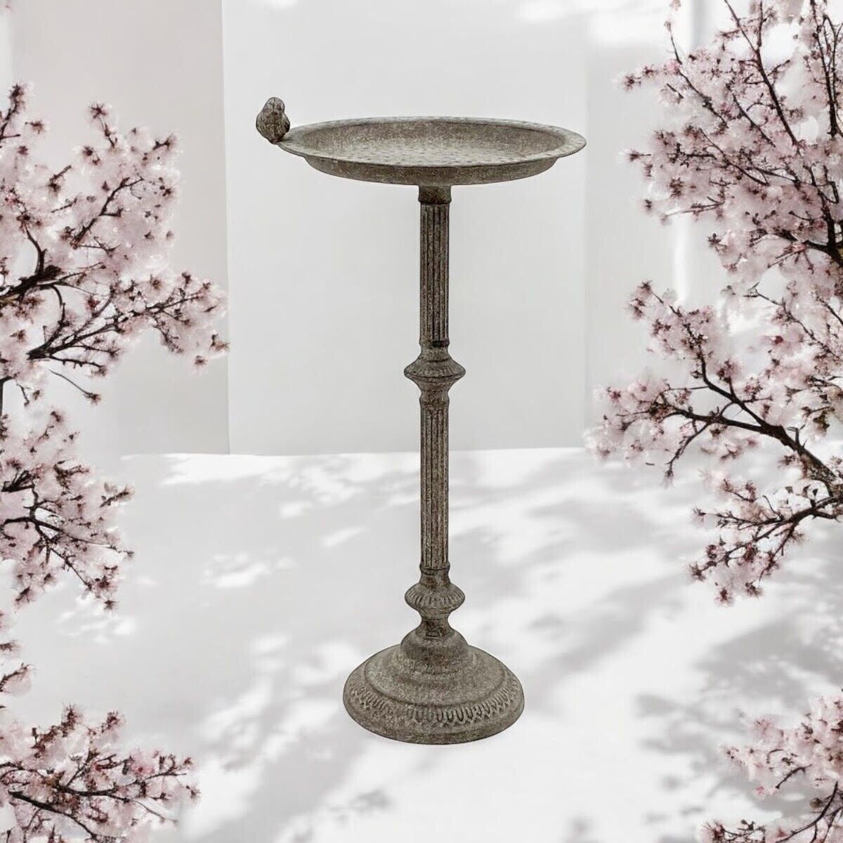 Antique Hand-Finished 65Cm Iron Birdbath Metal Feeder to Outdoor Garden Ornament