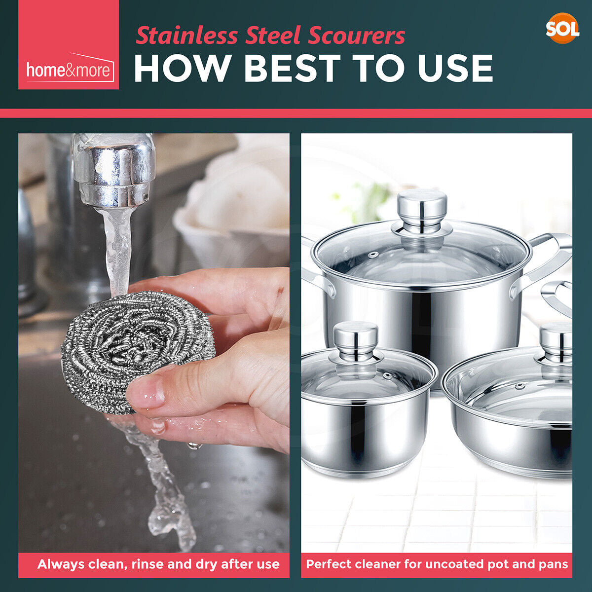 16-32 Stainless Steel Scourers Heavy Duty Kitchen Wire Pan Pads Washing Cleaning