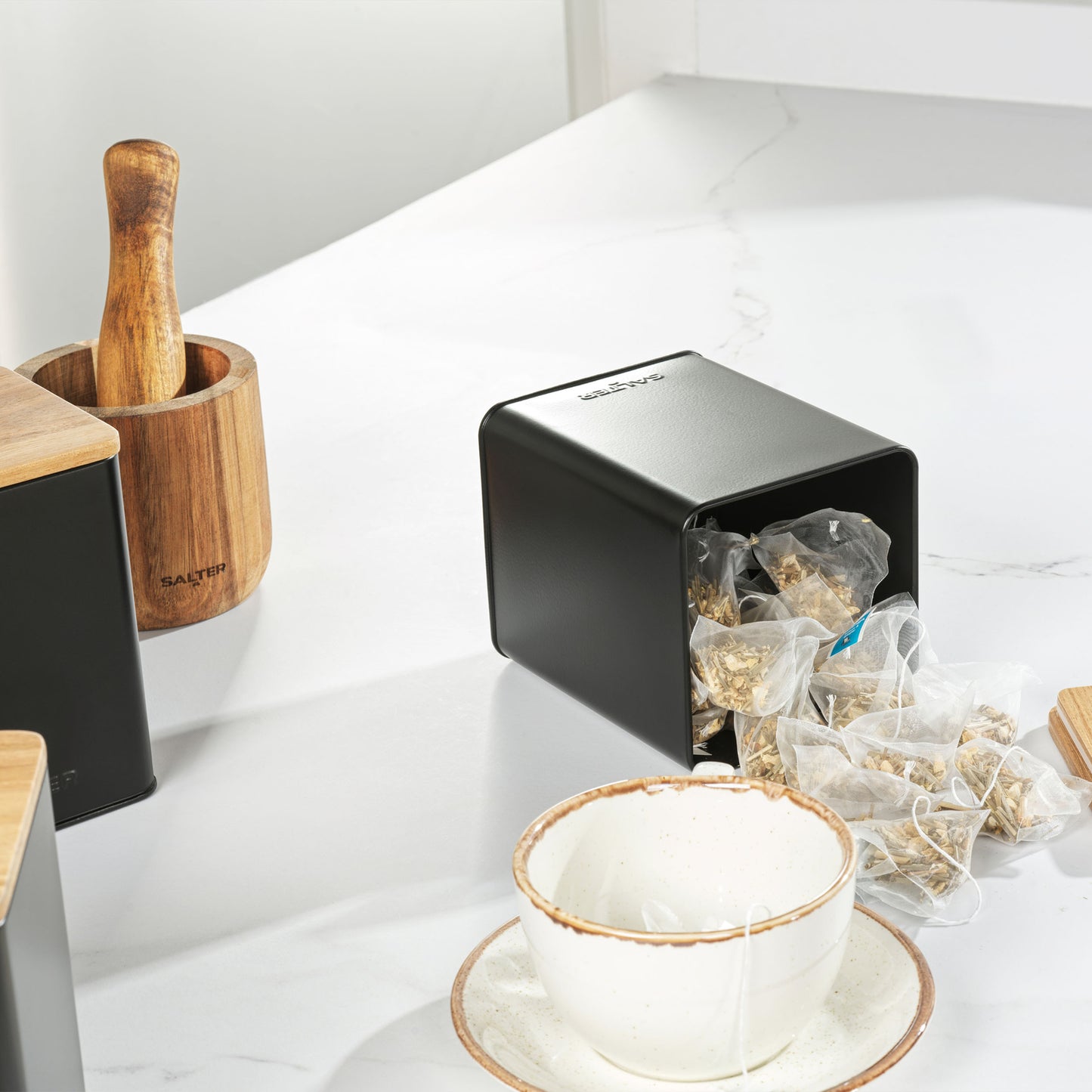 Salter Kitchen Set Storage Canisters Tea Coffee Sugar Salt & Pepper Pinch Pots