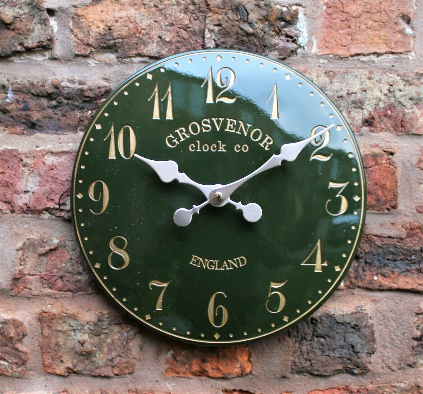 Wall Clock Garden Station Green Ornament Outdoor Arabic Effect 12 Inch