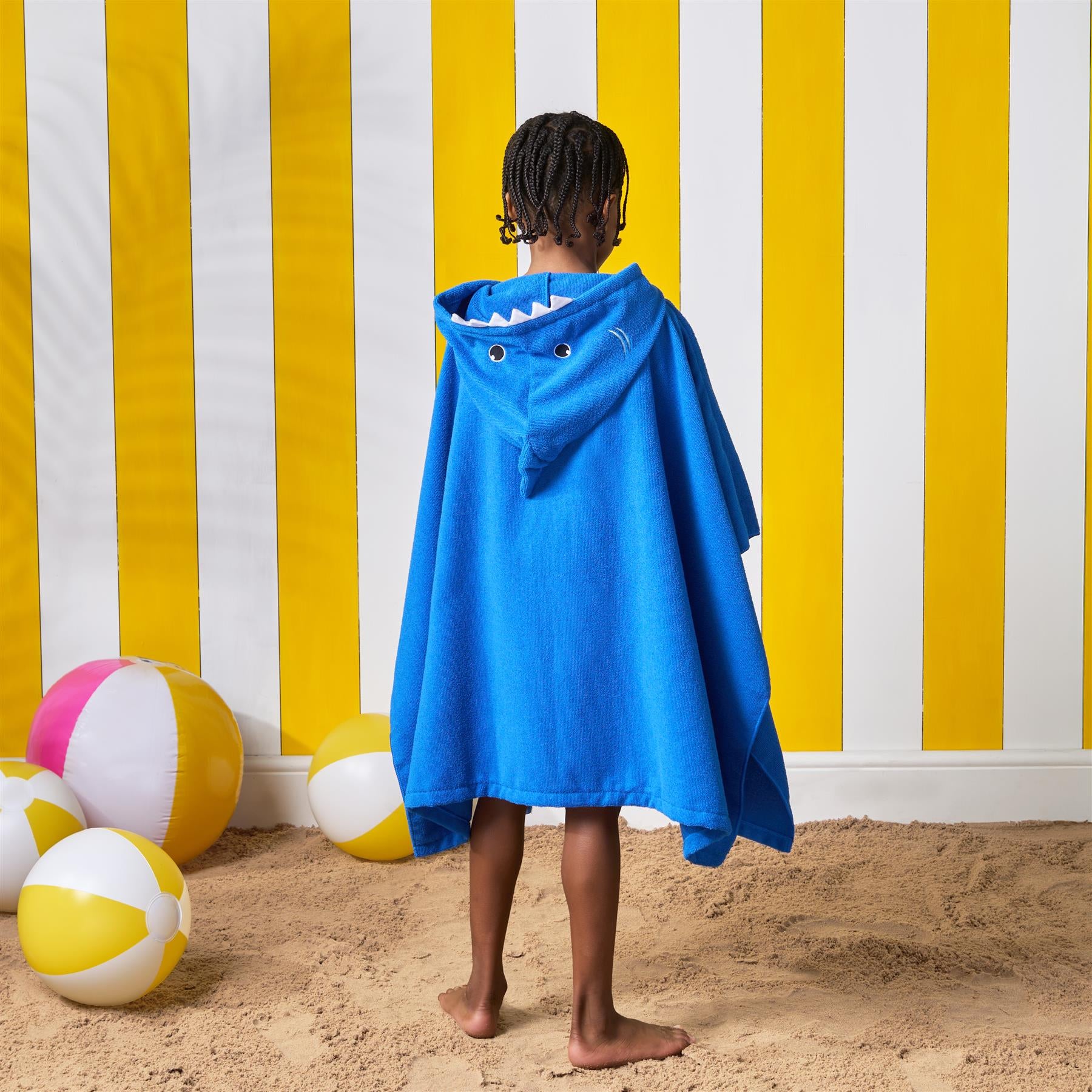 Kids Poncho Beach Towel Hooded Quick Dry Microfibre Holiday Swimming Absorbent