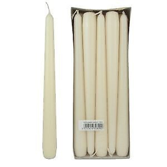 Price'S 10 Ivory Colour Unwrapped Dinner Candles 7Hr Burn Time Tapered Candles