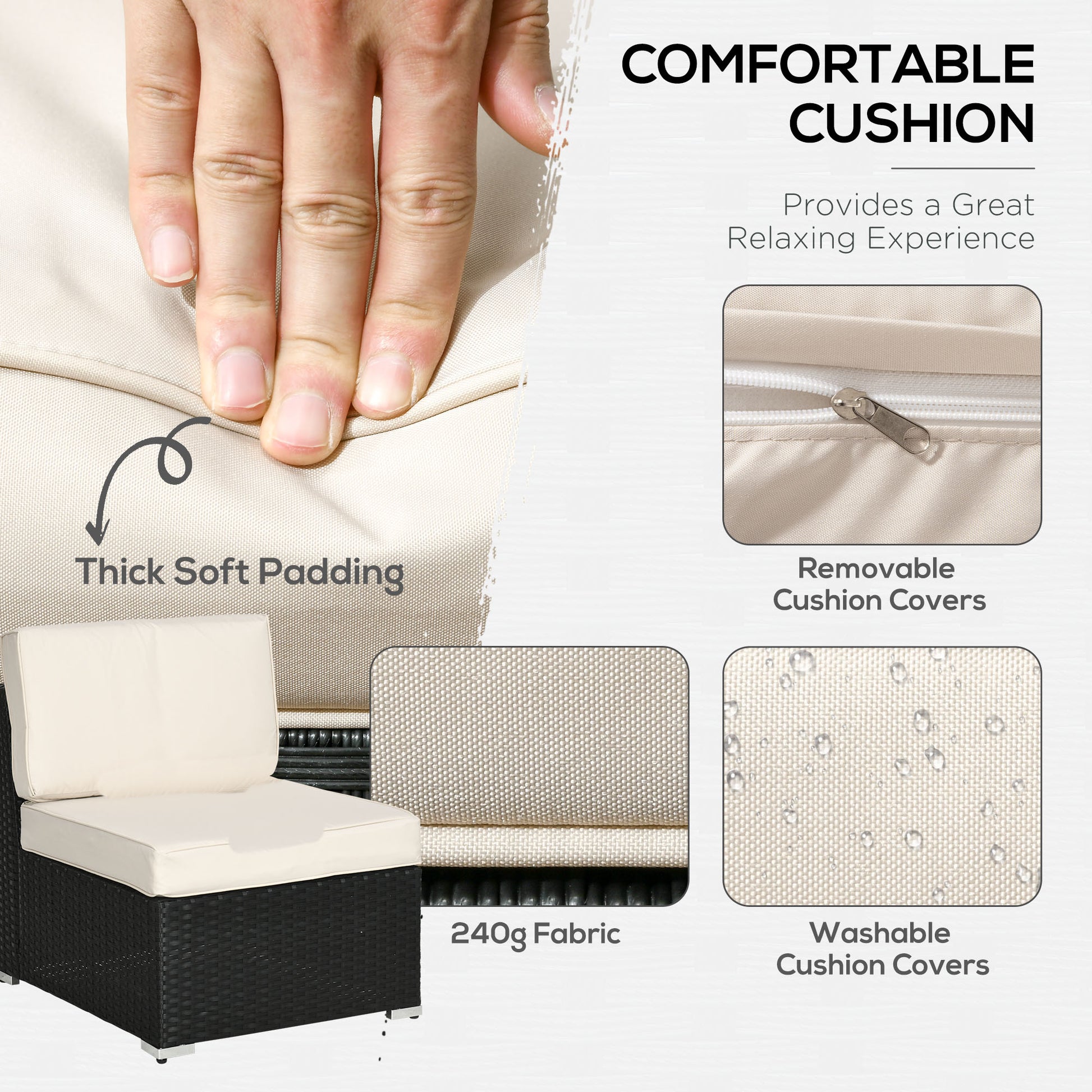 Rattan Outdoor Garden Furniture Patio Corner Sofa Set with Cushions