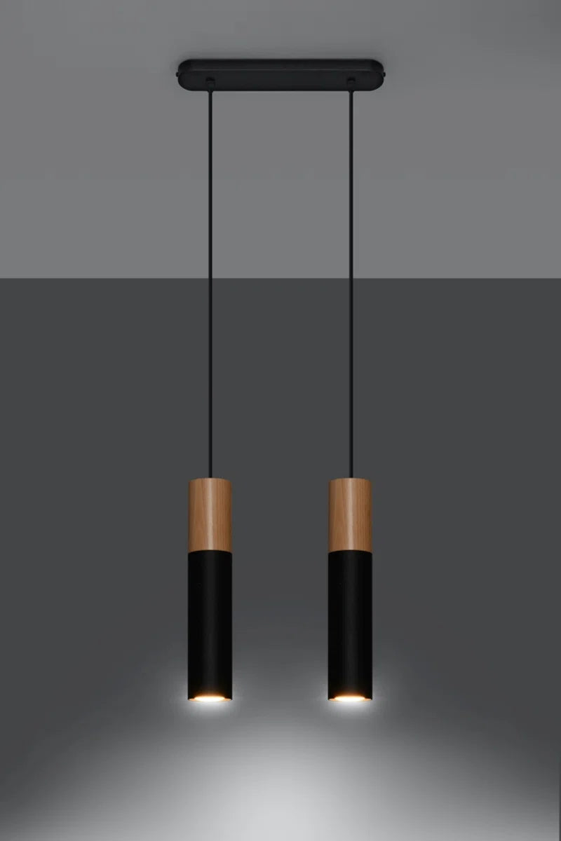 Dubin 2 - Light Kitchen Island;Cylinder;Cluster Cylinder Pendant with Wood Accents