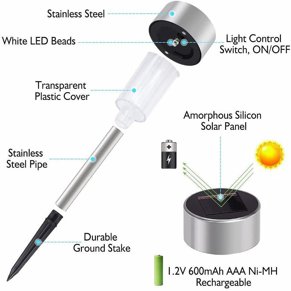 Solar Lights Outdoor Garden Solar Stake Lights Patio Pathway Lighting 10 Pieces