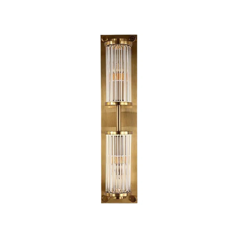Angelica - Double Glass Wall Sconce Light for Living Room-Luxury Gold Wall Light – Antique Brass Sconce with Crystal Glow, Retro Decorative Fixture