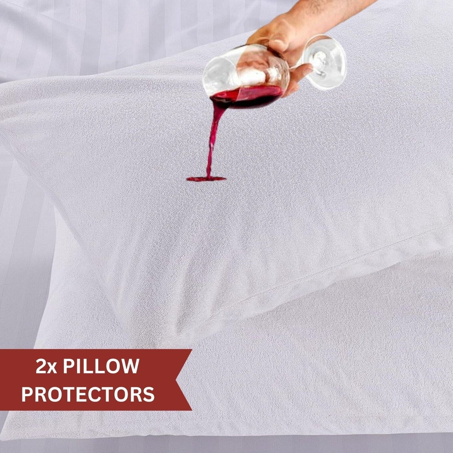 Pack of 4 Zipped WATERPROOF QUILTED Pillow Protectors Hypoallergenic Soft Covers