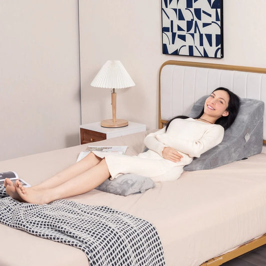 3 PCS Bed Wedge Pillow Set with Machine-Washable Cover for Snoring