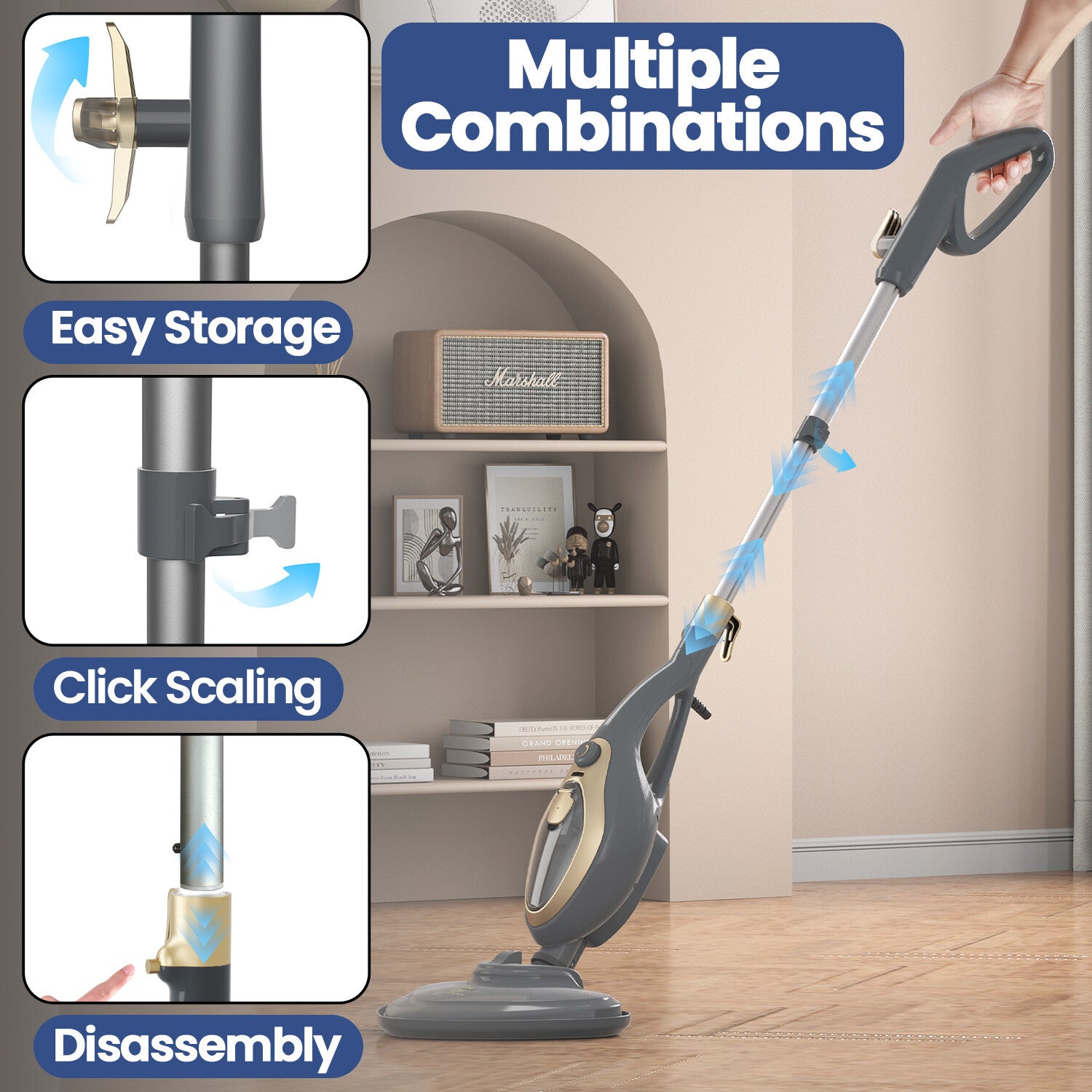 15-In-1 Hot Steam Mop Upright & Handheld Hard Floor & Carpet Steaming Cleaner