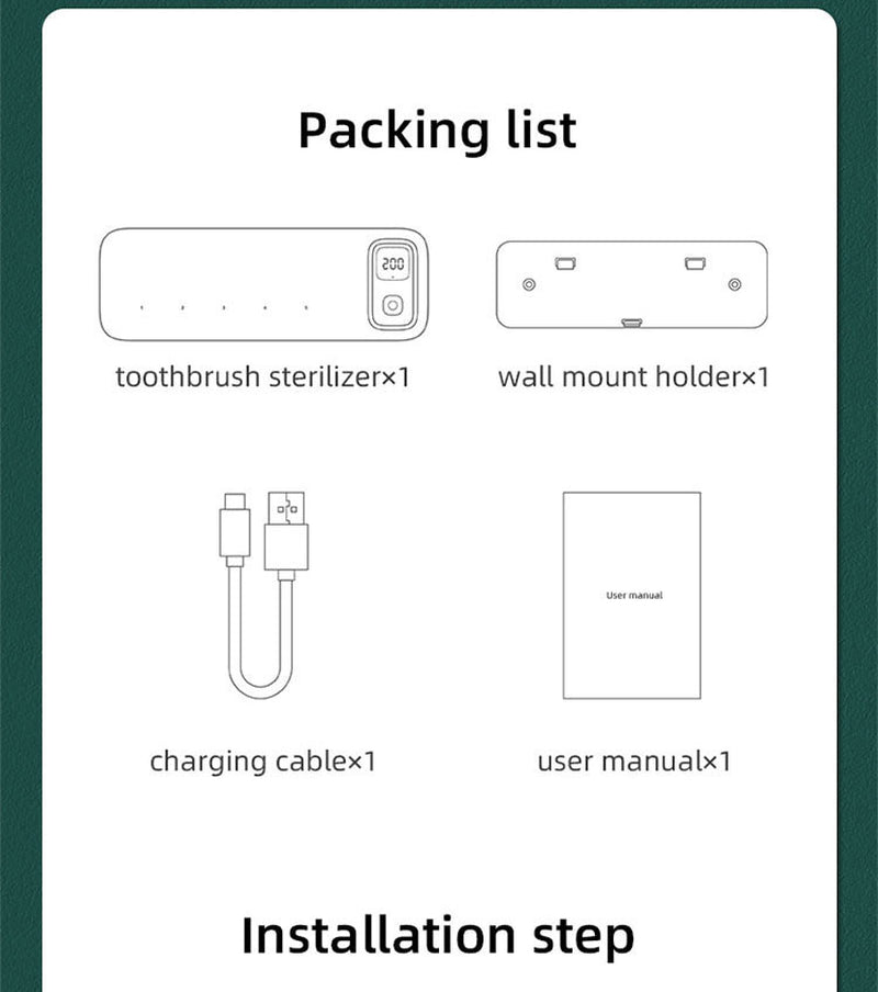 Caredite 2023 Toothbrush Sterilizer Holder with New Multi Colors, Fast Drying Professional Home Toothbrush Sterilizer Protect Your Family Oral Health Bathroom Wall-Mounted Adjustable