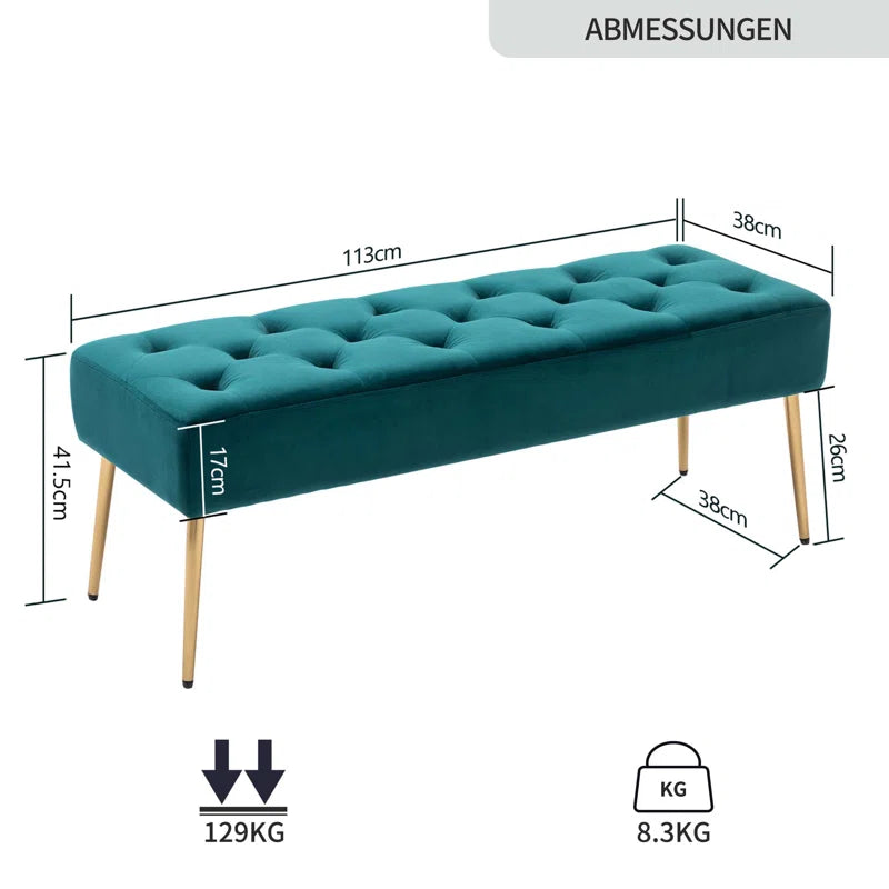 Velvet Upholstered Bench