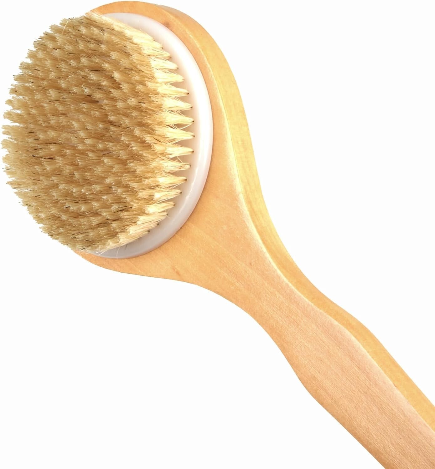 SHOWER BODY BRUSH BACK SCRUBBER with LONG HANDLE NATURAL BRISTLES EXFOLIATING