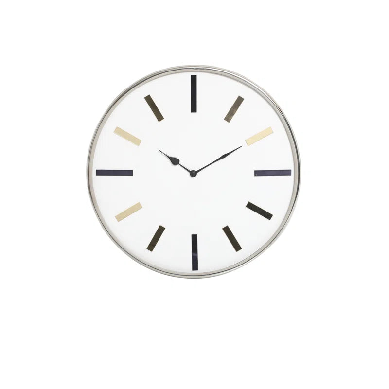 Beltran Wall Clocks for Living Room Décor, Chrome and Metal Modern Wall Clock for Bedroom