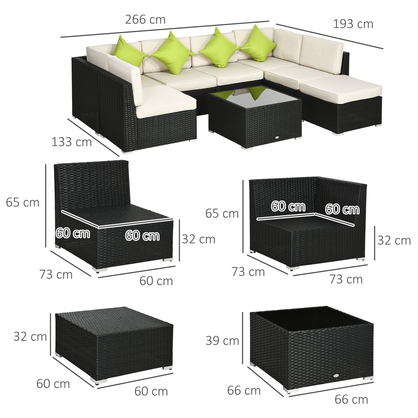 Rattan Outdoor Garden Furniture Patio Corner Sofa Set with Cushions