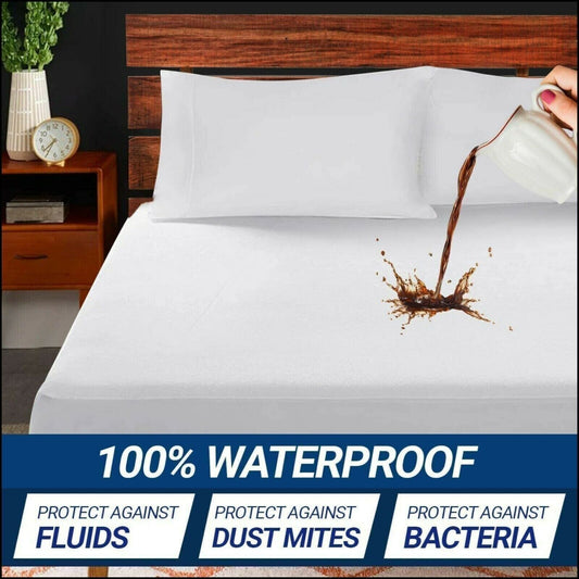 100% Waterproof Extra Deep Terry Mattress Protector Fitted Bed Cover Unisex King