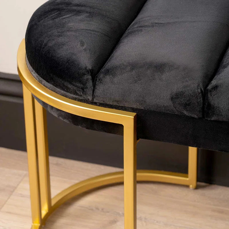 Adalya Velvet Tufted Bench for Bedroom Furniture, Modern Accent Bench with Iron Metal Legs