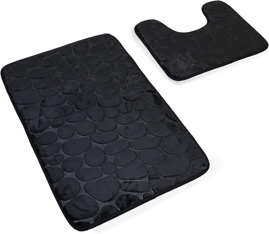 2 PCS Bathroom NON SLIP BATH MAT MEMORY FOAM ULTRA SOFT TOILET BATHROOM RUGS