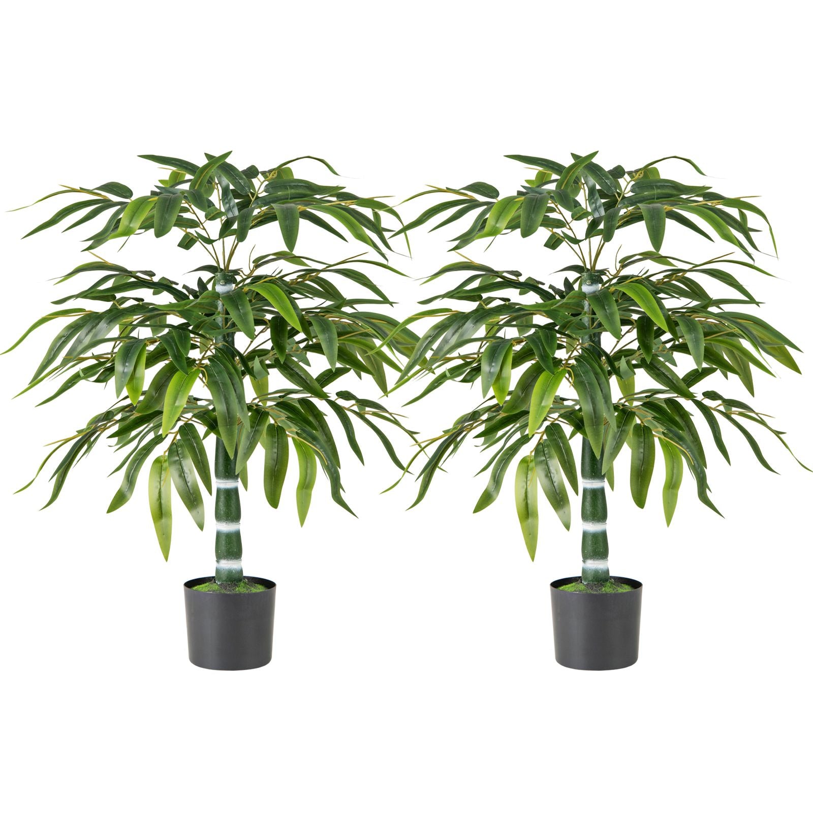 100 CM Artificial Bamboo Tree Set of 2 with Plastic Nursery Pot and Adjustable Branches